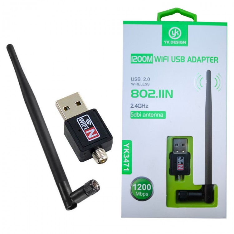 1200 Mbps 2.4 GHz usb 2.0 wifi adapter 5 dbı antenli usb wifi adapter