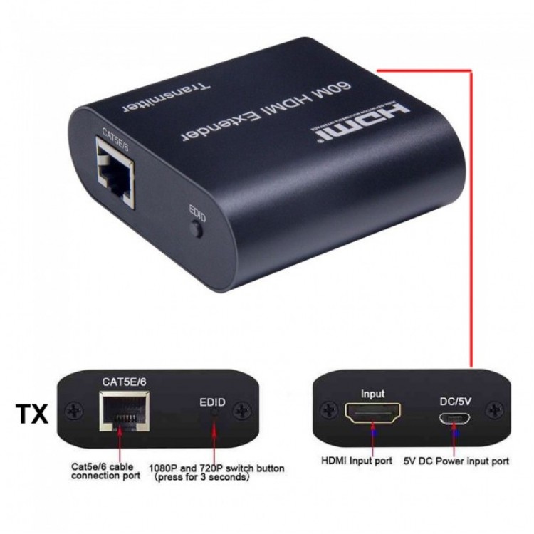 60 metre hdmi extender cat6 ile hdmi uzatıcı 60 metre cat5 hdmi uzatıcı