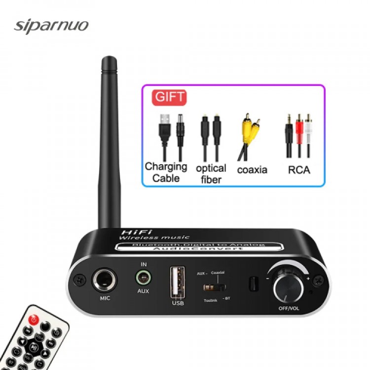 Bluetooth 5.1 toslink coaxial aux usb analog çevirici