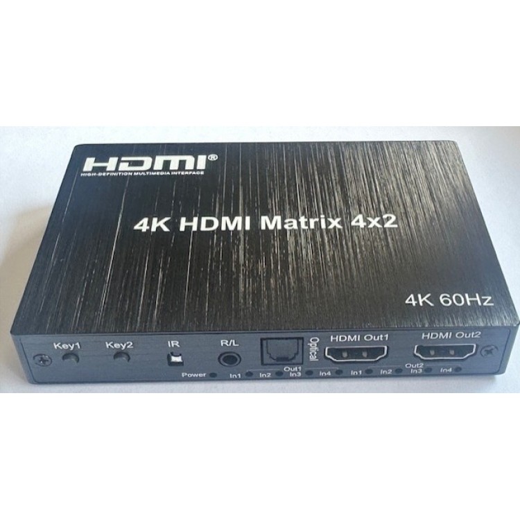 Hdmi 4K 60 hz matrix switch hdmi 4x2 matrix switch 4 giriş 2 çıkış hdmi switch splitter