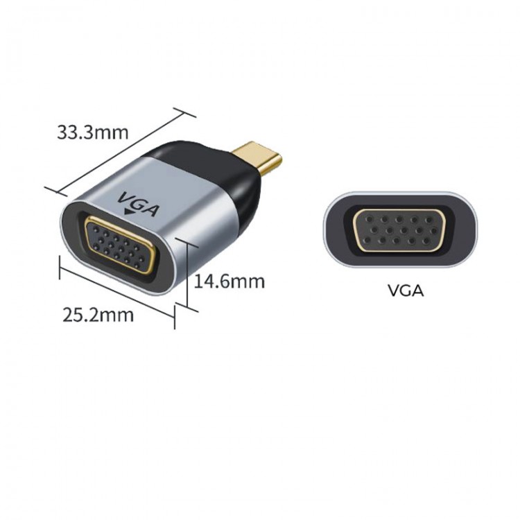 Type C to Vga görüntü aktarıcı type-c vga Mini Çevirici Dönüştürücü Adaptör