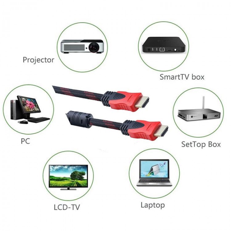 Hdmı kablo full hd 1080P örgülü hdmı kablo 5 metre