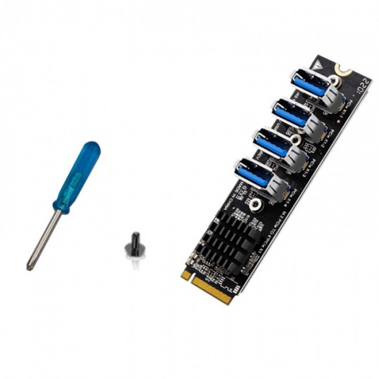 M.2 Mkey PCI E to 4port usb 3.0 1x riser çoklayıcı kart nvme