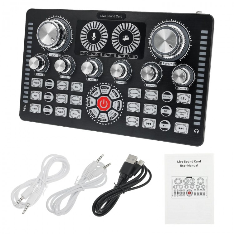 Profosyonel canlı yayın ses kartı profosyonel audio mixer 48 volt canlı yayın ses kartı