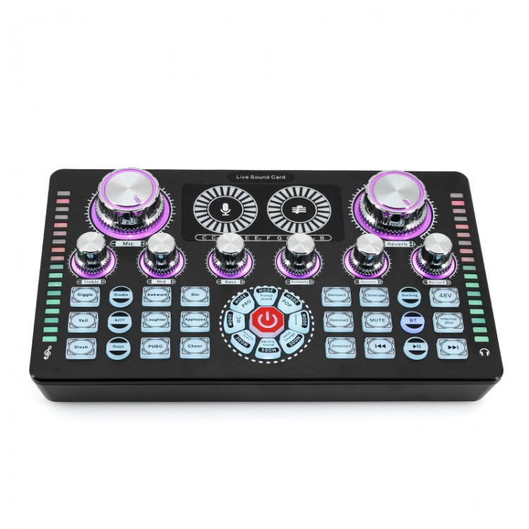 Profosyonel canlı yayın ses kartı profosyonel audio mixer 48 volt canlı yayın ses kartı