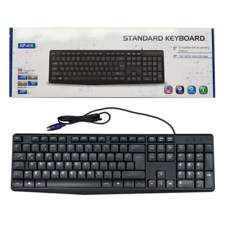 PS2 girişli klavye yuvarlak girişli klavye ps2 klavye 1.2 metre kablo uzunluğu