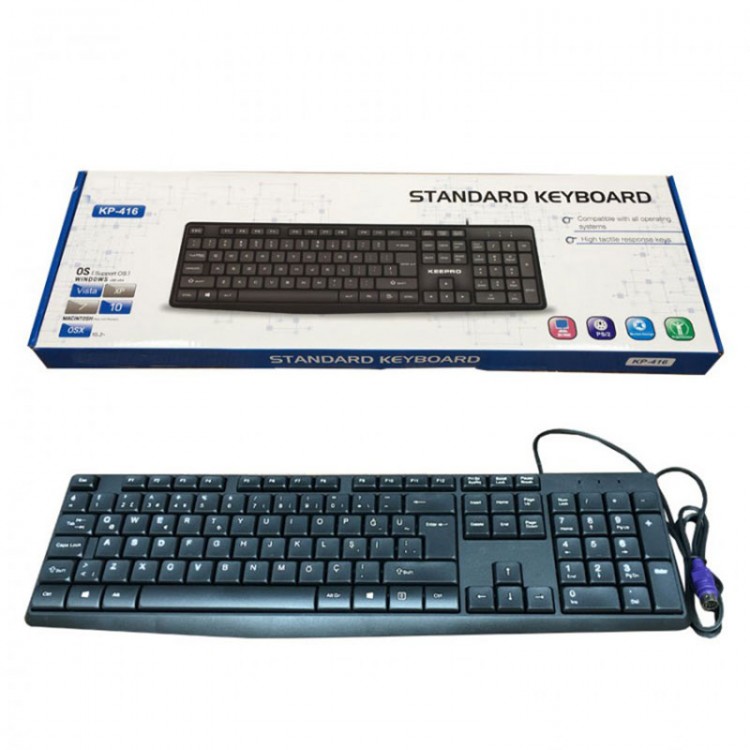 PS2 girişli klavye yuvarlak girişli klavye ps2 klavye 1.2 metre kablo uzunluğu