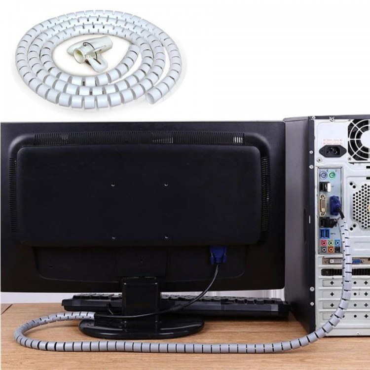 Beyaz Renk Spiral kablo toplayıcı kablo düzenleyici spiral Ø 0.28mm1,5m