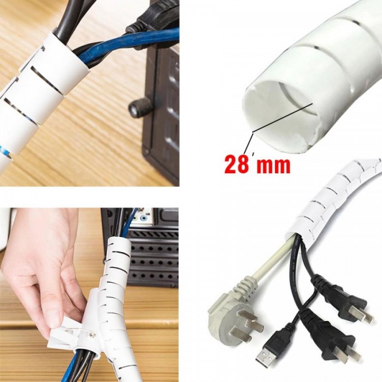 Beyaz Renk Spiral kablo toplayıcı kablo düzenleyici spiral Ø 0.28mm1,5m