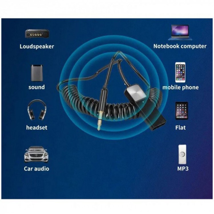 Aux Bluetooth Alıcısı Kablosuz Bt Aux Adaptörü spiral kablolu