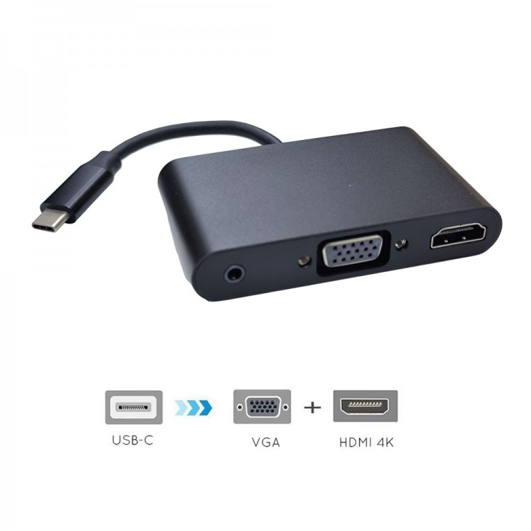 Type c to hdmı + vga+ audio çevirici 3 in1 usb c ses ve görüntü çevirici