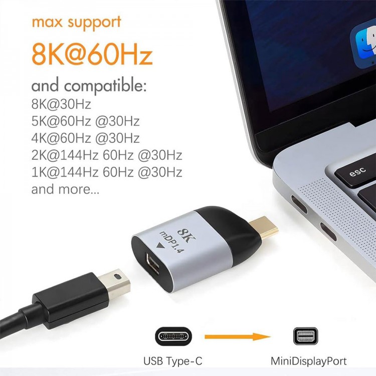 Type C to Mini display çevirici usb c den 8k minidisplay port 1.4 çevirici