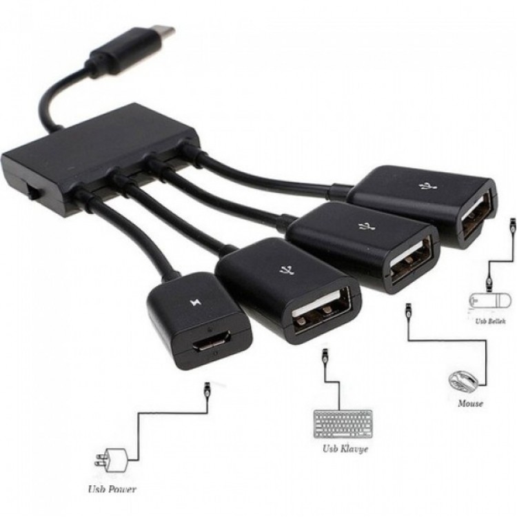 Typec otg type-c hub typec usb çoğaltıcı type-c 3 port usb çoklayıcı