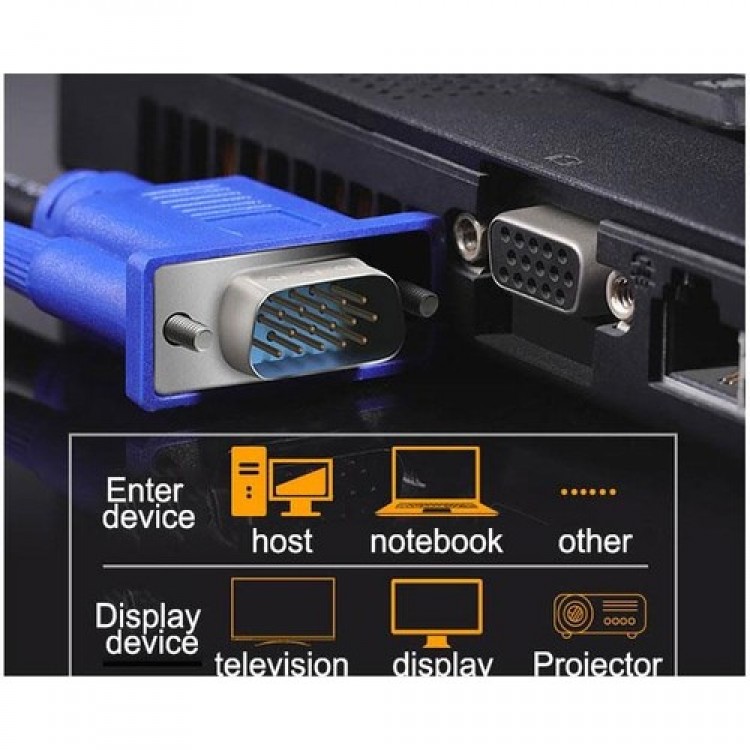 Vga kablo 15 pin vga  erkek erkek görüntü kablosu 10 metre