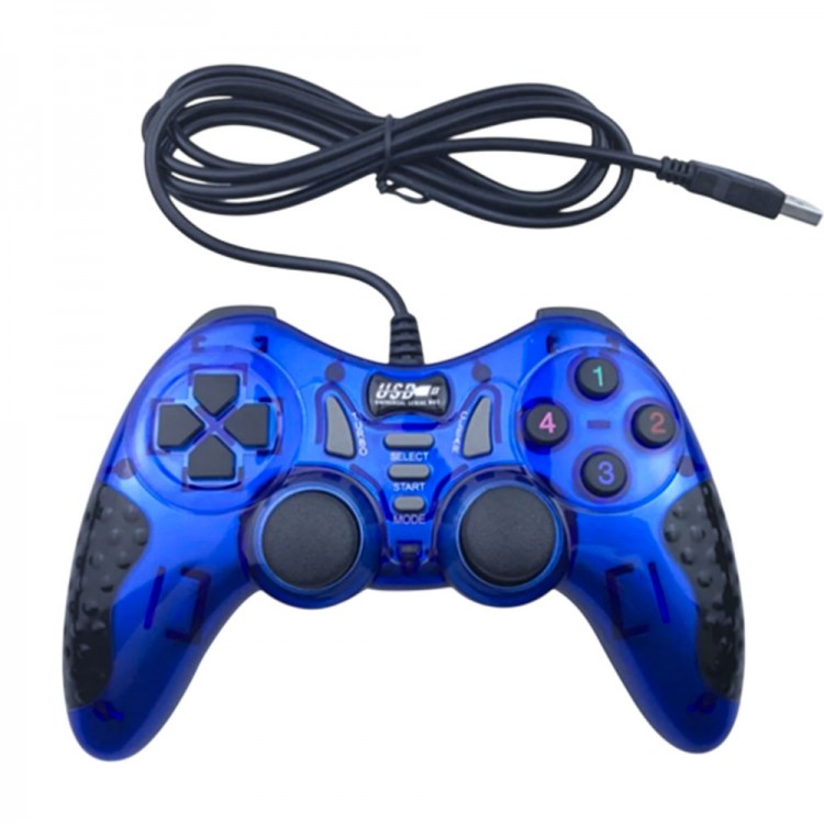 12 Fonksiyon Tuşulu Double Shock  Usb pc bilgisayar Oyun Kolu mavi