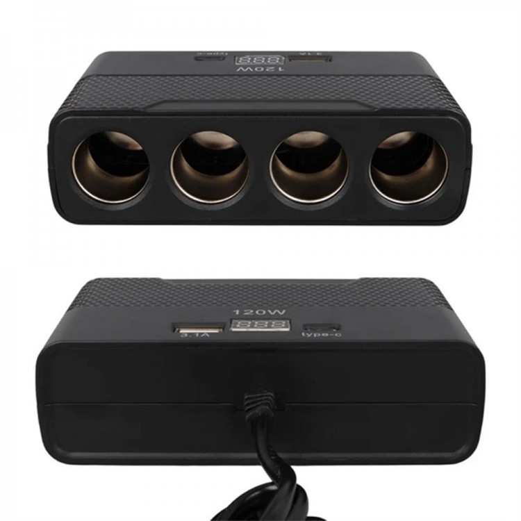 12v-24v 4 port Araç çakmak çoğaltıcı 1 type c 1 usb şarj girişleri 120w 12v-24v 4 port Araç çakmak çoğaltıcı 1 type c 1 usb şarj girişleri 120w