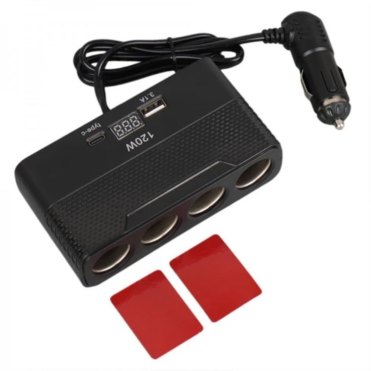 12v-24v 4 port Araç çakmak çoğaltıcı 1 type c 1 usb şarj girişleri 120w 12v-24v 4 port Araç çakmak çoğaltıcı 1 type c 1 usb şarj girişleri 120w
