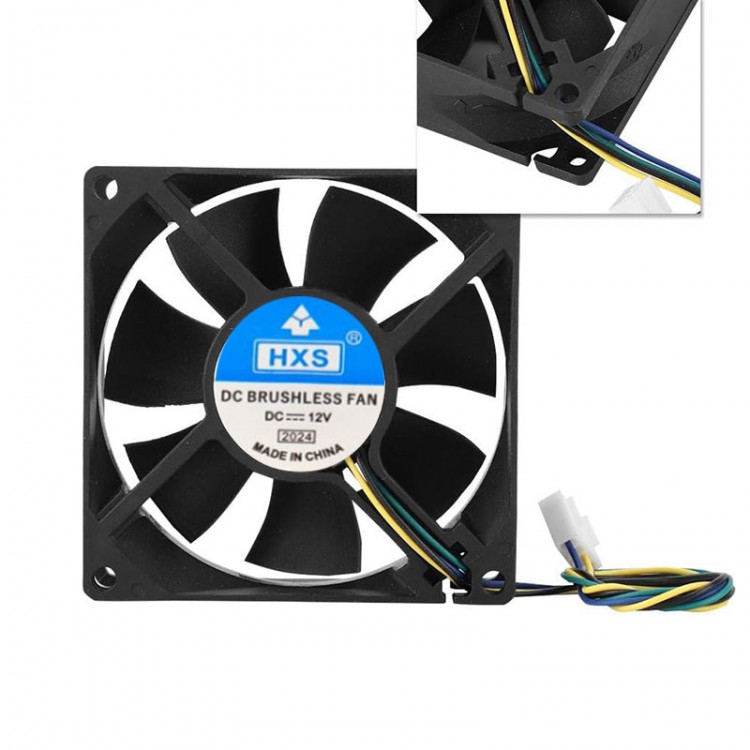12v 8cm 4 pinli kasa fanı DC 12v 8x8x2.5cm 4 pin fan