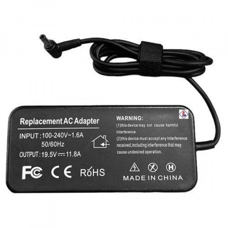asus uyumlu 19.5 volt 11.8 amper adaptör 6.0 mm 3.7 mm iğneli adaptör
