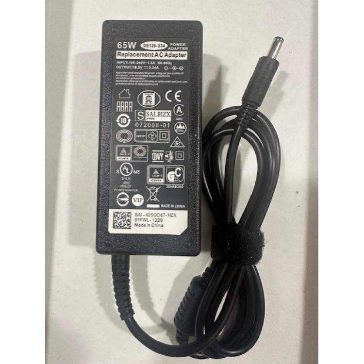 19.5 volt 3.34 amper dell uyumlu notebook adaptör 4.5 mm 3.0 mm dell uyumlu adaptör