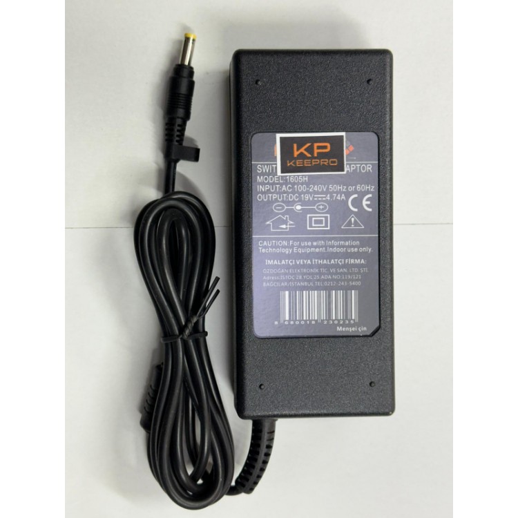19 Volt 4.74 amper 4.8 mm 1.7 mm adaptör 19 volt casper uyumlu adaptör