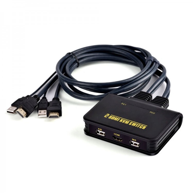2 Port HDMI kablolu otomatik KVM Switch