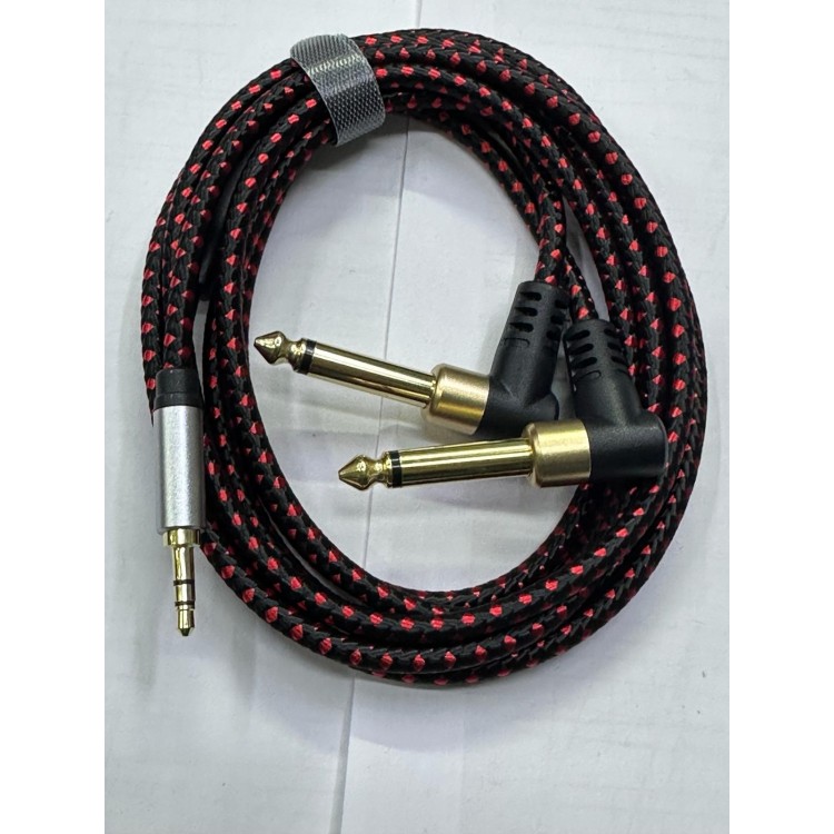 2 metre 2 x 6.3 mm mono 3.5 mm stereo kablo 3.5 mm aux 6.3 mm mono amfi kablosu