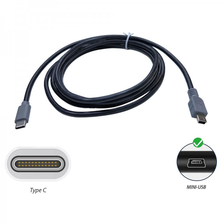 2 metre type-c den 5 pin mini usb ye şarj ve data kablosu