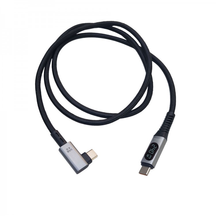 USB 4 kablo type c Ltipi 90 derece watt göstergeli örgülü kablo1m