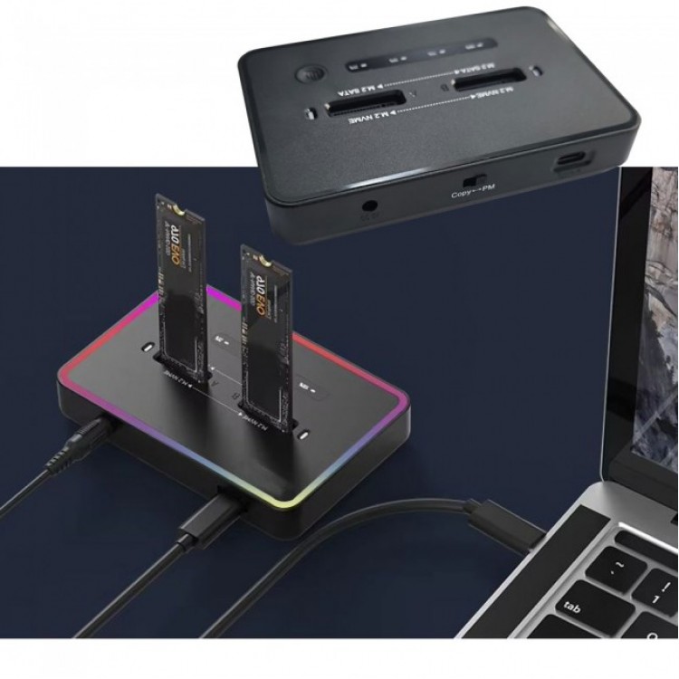 2 port nvme,ngff docking 2port m2 ssd dock