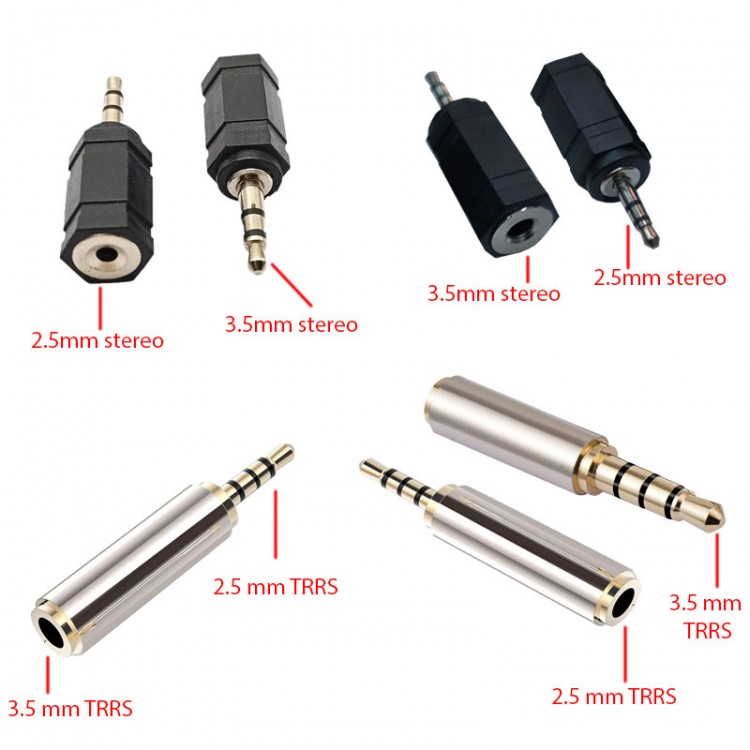 3.5mm stereo erkek 2.5mm stereo dişi 3.5mm stereo trrs dişi -erkek jak 4 lü set 3.5mm stereo erkek 2.5mm stereo dişi 3.5mm stereo trrs dişi -erkek jak 4 lü set