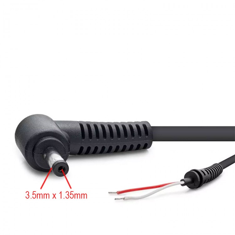 3.5x1.35 mm L tipi 90 derece notebook adaptör tamir kablosu 1m 3.5x1.35 mm L tipi 90 derece notebook adaptör tamir kablosu 1m