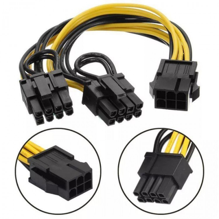30 cm 6 pin pci express dişi to 6+2 8 pin kablo 30 cm 6+2 power güç kablosu