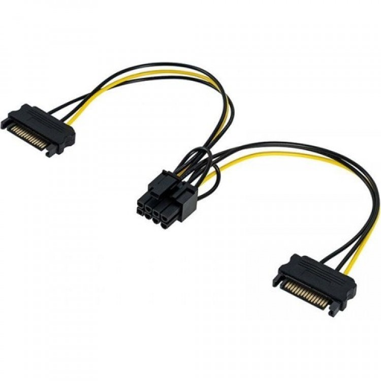 30 cm 6+2 pin pci express dişi to 2x 15 pin erkek sata kablo 6+2 pci exp 15 pin erkek sata güç kablo