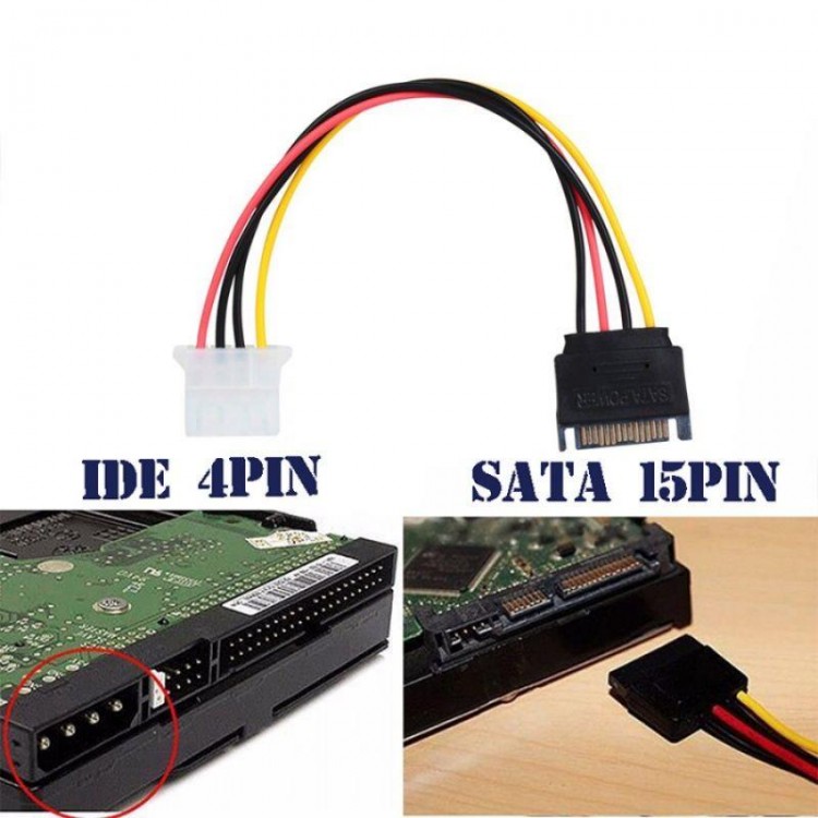 30 cm sata 15 pin erkek to 4 pin dişi molex power kablo