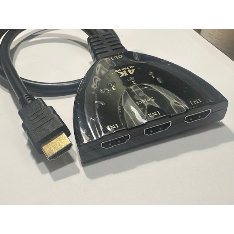 4k hdmi switch 3 port hdmi switch 50 cm kablolu hdmi çoğaltıcı