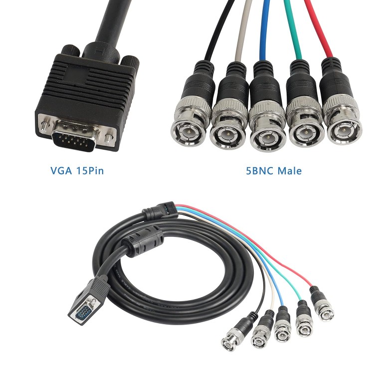 5 bnc vga kablo bnc monitör kablosu vga bnc kablo 1.5 metre