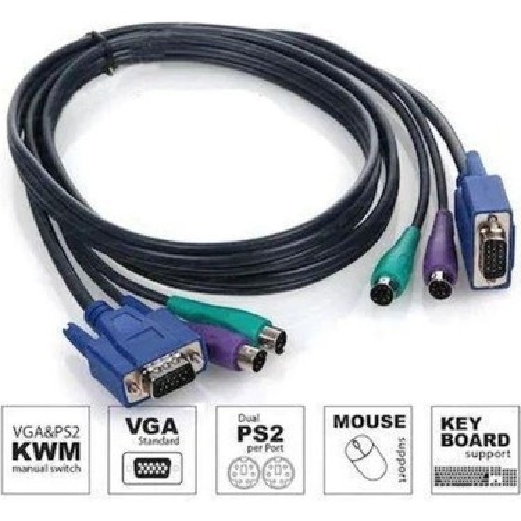 5 metre kvm kablo erkek erkek 5 metre kvm switch kablosu