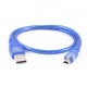 5 pin mini usb şarj ve data kablosu şeffaf mavi renk 1m
