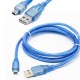 5 pin mini usb şarj ve data kablosu şeffaf mavi renk 1m