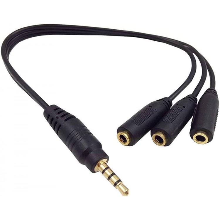 5+1 Ses sistemi kablosu 1erkek 3 dişi 3.5mm stereo çoklayıcı kablo