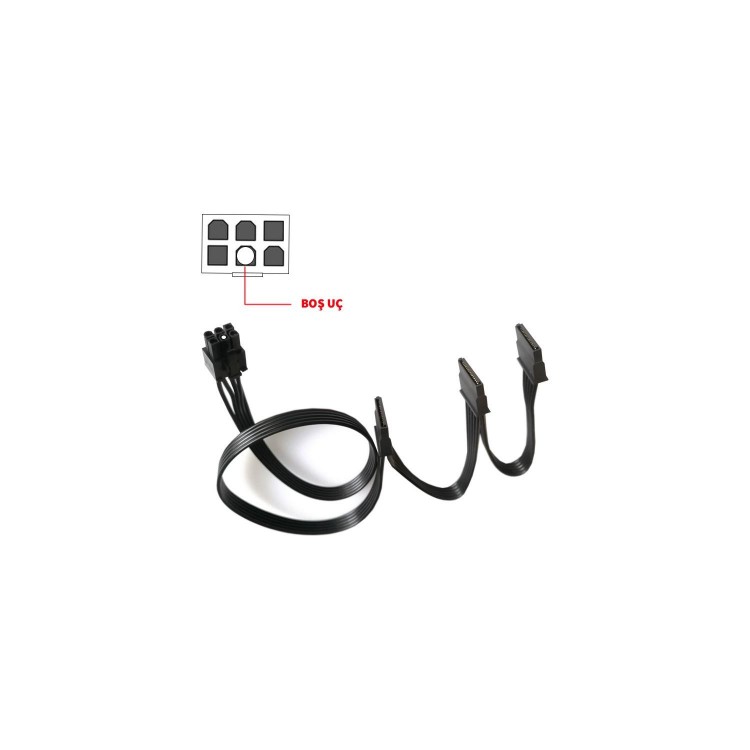 6 pin modüler power supply kablosu 6 pin 4x sata kablo 85 cm