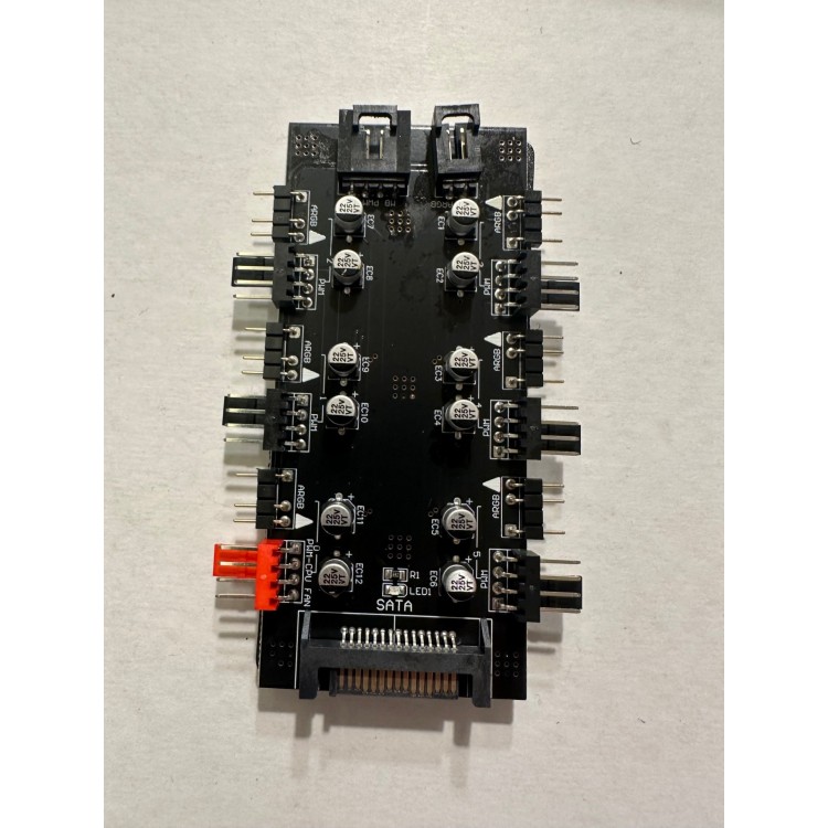 6 port rgb fan çoğaltıcı 12 volt 4 pin pwm 5 volt 3 pin argb sata güç destekli argb fan çoğaltıcı