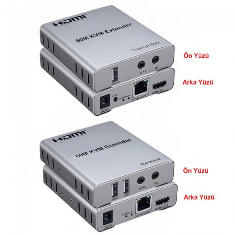 60m kvm Hdmi Extender 1080P CAT5e Cat6 audio video alıcı verici 60m kvm Hdmi Extender 1080P CAT5e Cat6 audio video alıcı verici