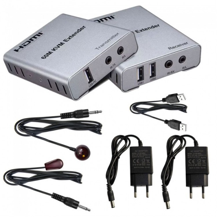 60m kvm Hdmi Extender 1080P CAT5e Cat6 audio video alıcı verici 60m kvm Hdmi Extender 1080P CAT5e Cat6 audio video alıcı verici