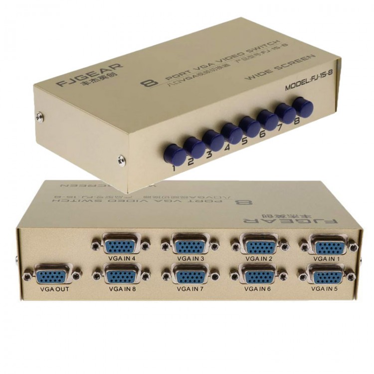 8 port vga switch 8 kasa 1 monitör seçmeli anahtarlı switch 8 port vga switch 8 kasa 1 monitör seçmeli anahtarlı switch