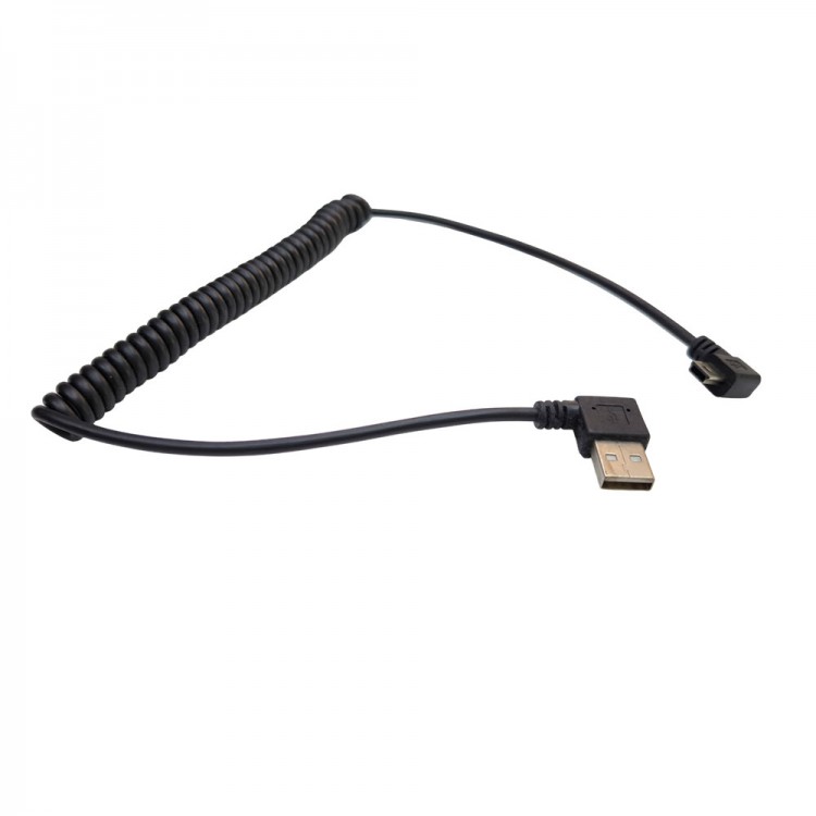 5 pin mini usb L tipi spiral kablo 90 derece mini usb spiral kablo 1 m