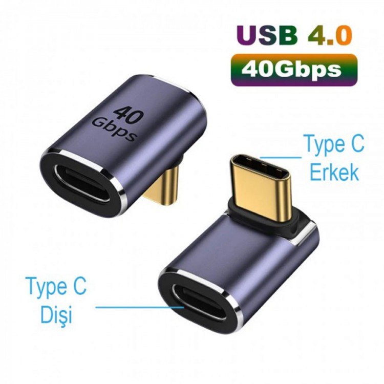 90 derece type-c çevirici 90 derece typec  usb 4  40 mbps