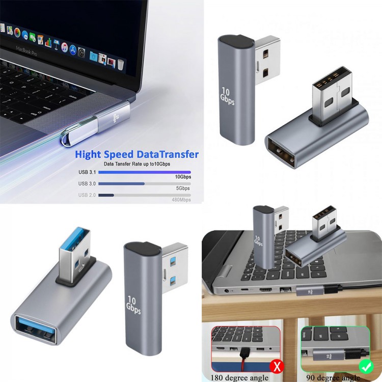 USB3.0 L tipi 90 derece 10 Gbps dişi erkek çevirici adaptör 2'li set USB3.0 L tipi 90 derece 10 Gbps dişi erkek çevirici adaptör 2'li set