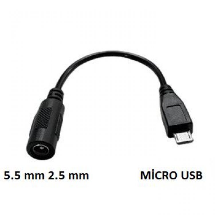 Adaptör micro usb çevirici 5.5 mm 2.5 mm micro usb çevirici 15 cm Adaptör micro usb çevirici 5.5 mm 2.5 mm micro usb çevirici 15 cm